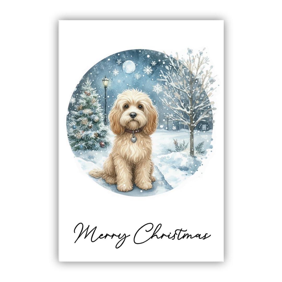 Dog Christmas Card - From the Dog to Owner Mum Dad Groomer - Dog Christmas Card – Many Breeds Available – Dog Lovers Card (Cockapoo beige) — image 1