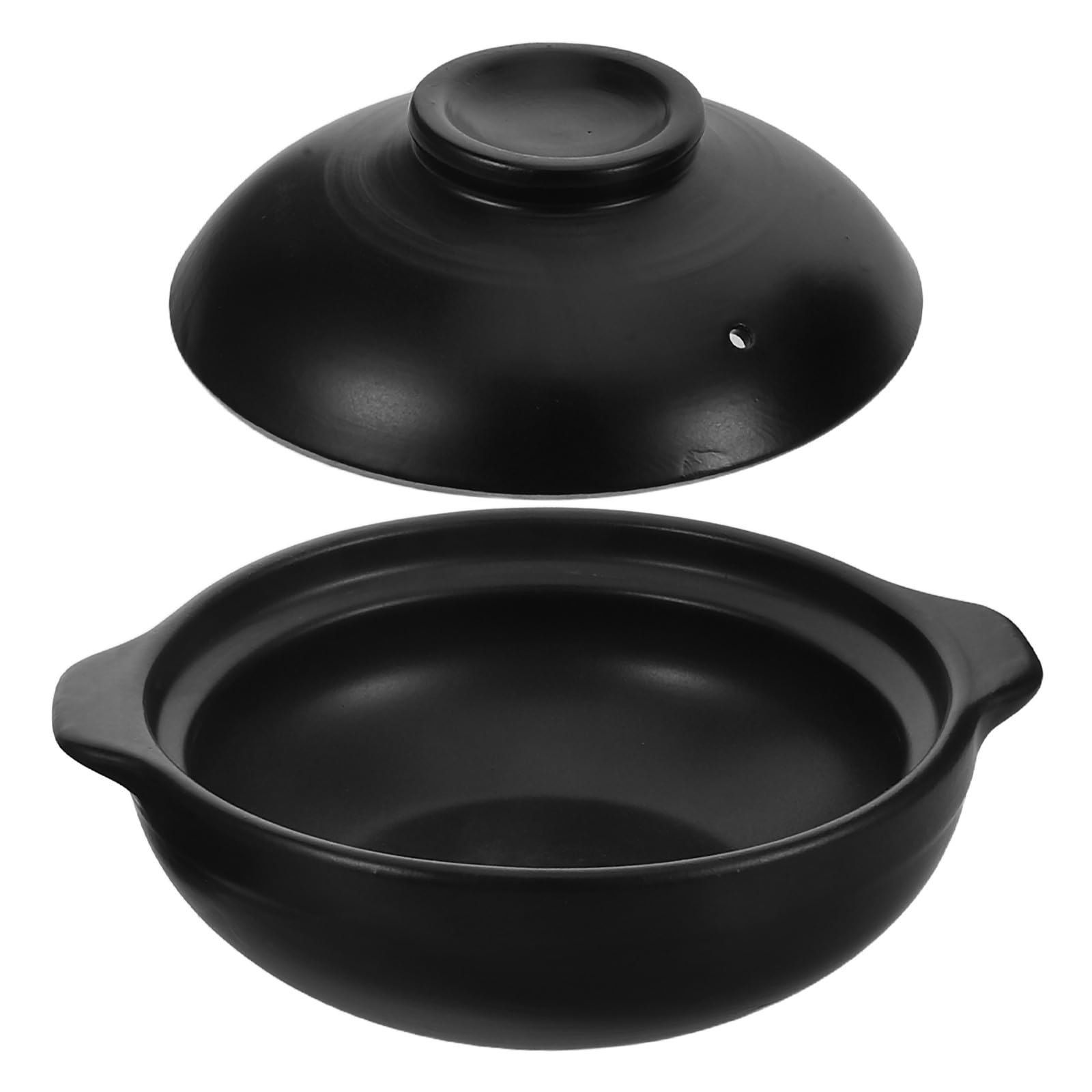 Abaodam Cazuela de Barro de 600ml con Tapa, Diseño Clásico y Ligera para Cocina y Restaurante, Mantiene el Arroz Comida Caliente con Material de Arcilla Resistente