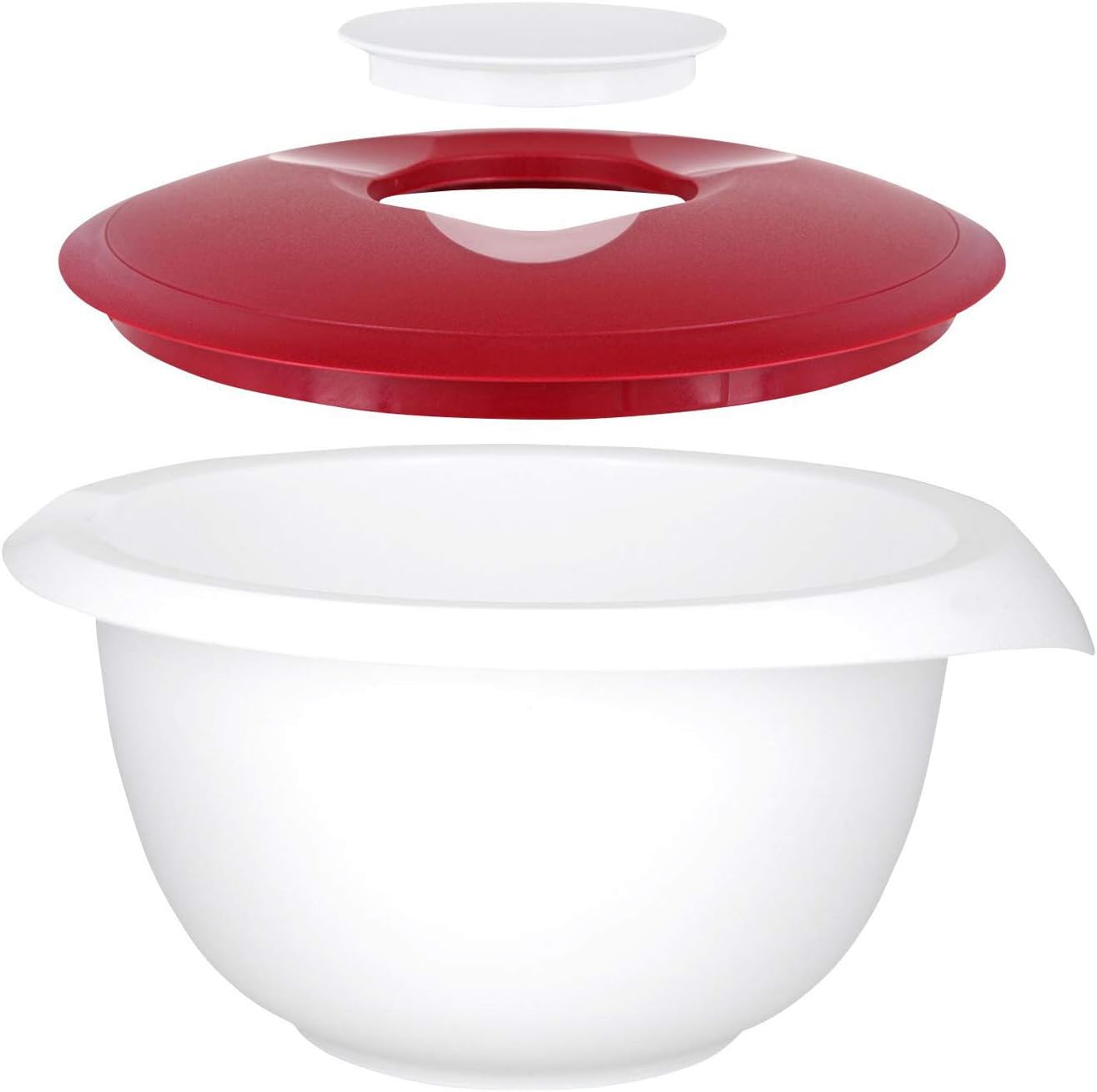 Westmark 2 Piece Mixing Bowl With Lid, 84.5 oz, White/Red