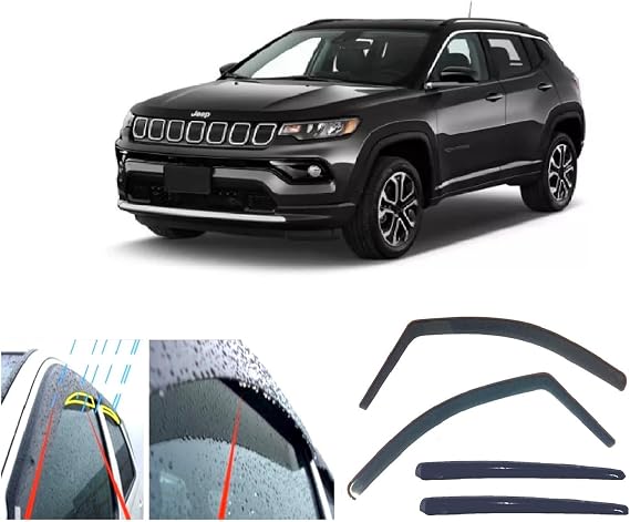 4x Wind Deflectors for Jeep COMPASS 2016 2017 2018 2019 2020 2021 2022 2023 2024 2025 2026 Weather Shields/Sun Visors/Rain Guards