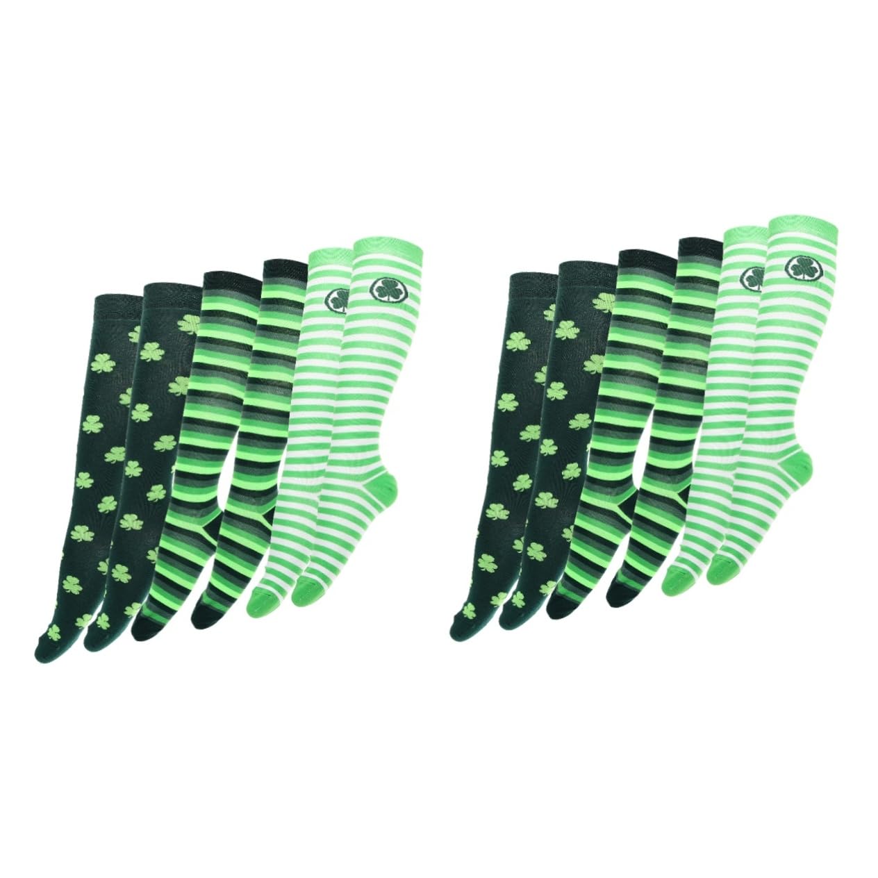Abaodam 2 Sets St. Patricks Day Kostümzubehör Neuartige -socken mit Kleeblatt-muster Aus Baumwolle für Paare 3 Paar * 2