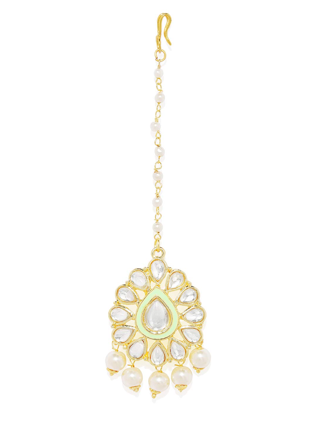Accessher Gold Plated Traditional Mint Green Meenakari, Kundan, and Pearls Embellished Delicate Maang Tika/Maang Tikka for Women and Girls Pack of 1 (B07VP4M1QS) Amazon Price History, Amazon Price Tracker
