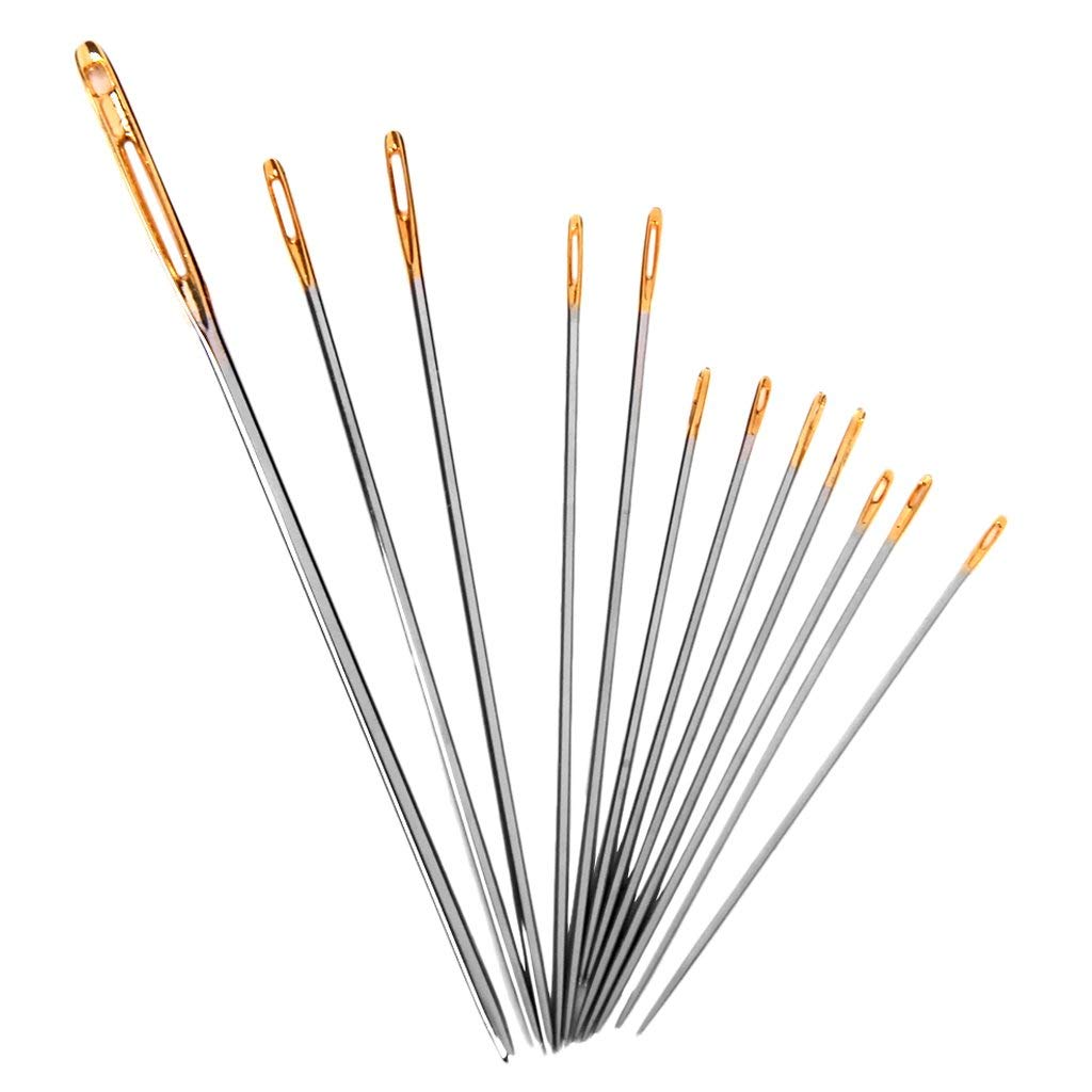 Inzopo Hand Sewing Needles for Embroidery Quilting Craft 64mm 54mm 48mm 39mm 36mm Set of 12pcs