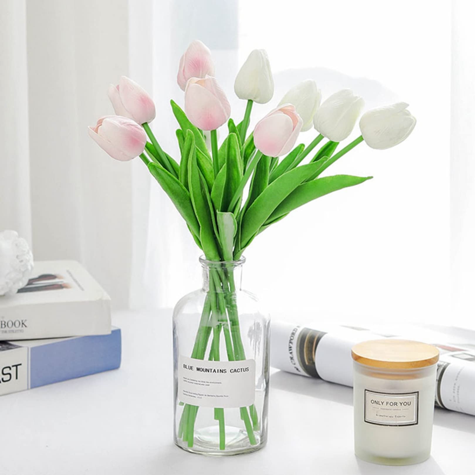 Amazon｜チューリップ 10本 北欧風 造花 枯れない花 花束 ブーケ 人工