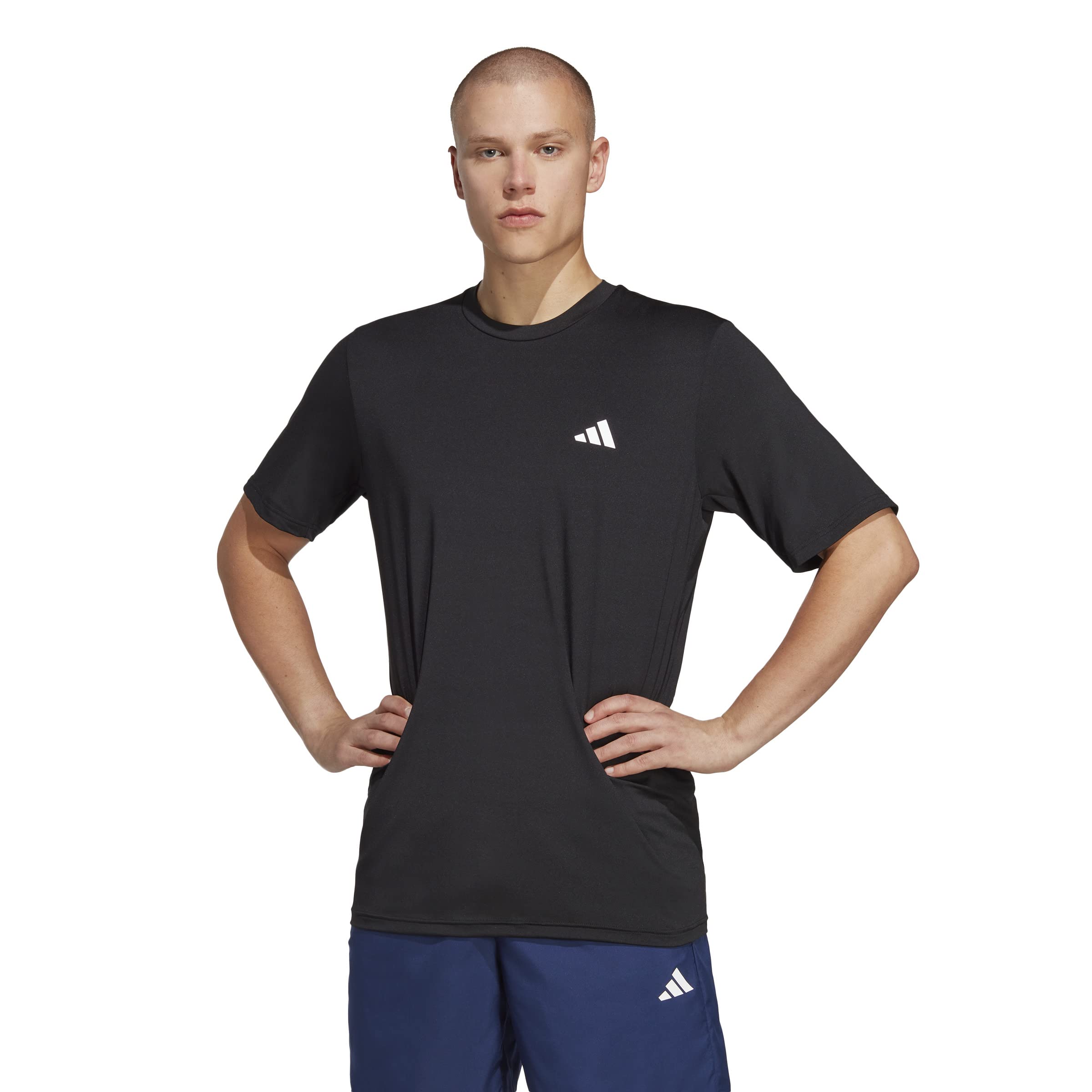 adidas Men's Train Essentials Stretch Training Tee, Black/White, S