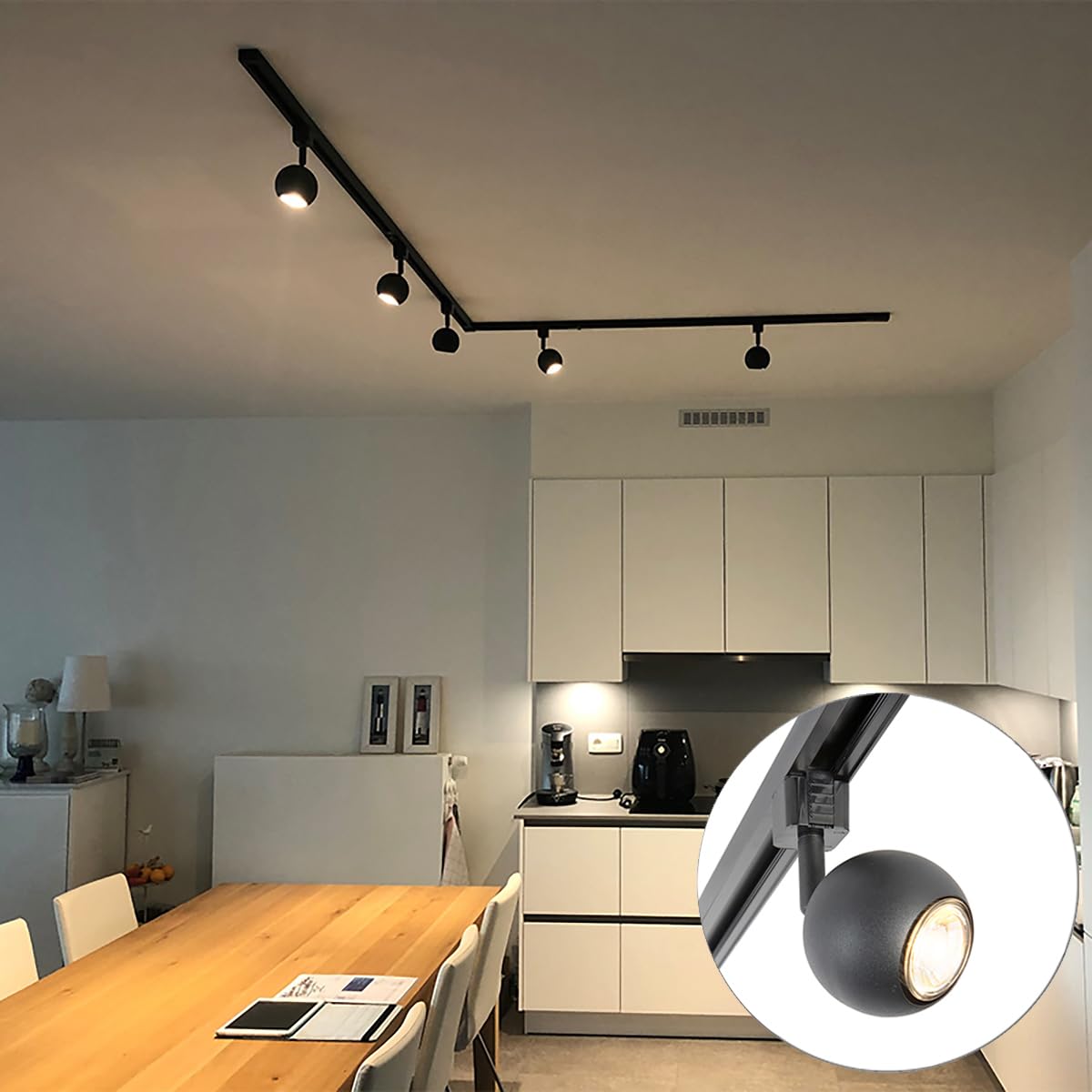 Qazqa gissi - Système de rail spot luminaire plafond, plafonnier compatible pour led - 5 lumière - L 286 cm - Noir - Moderne - éclairage intérieur - Salon I Chambre I Cuisine I Salle à manger