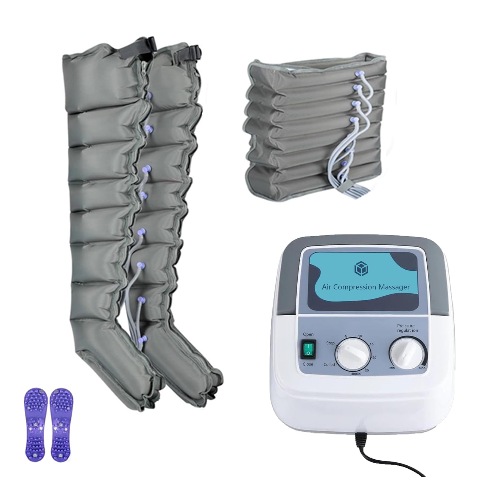 Dispositivo per massaggio alle gambe a onde pneumatiche a 8 cavità, stivali per pressoterapia, strumento per il rilassamento di tutto il corpo, vita, braccia e gambe, sistema di recupero, stivali