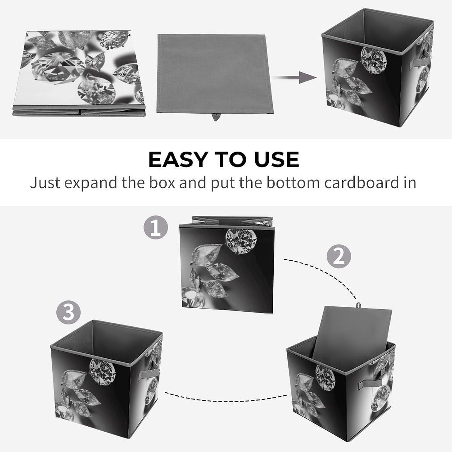 Diamond Jewelry Jewels Luxury Collapsible Storage Bins Large Capacity Fabric Storage Box Cubes Organizer with Dual Handles Baskets for Organizing Clothes Blankets Toys image 4