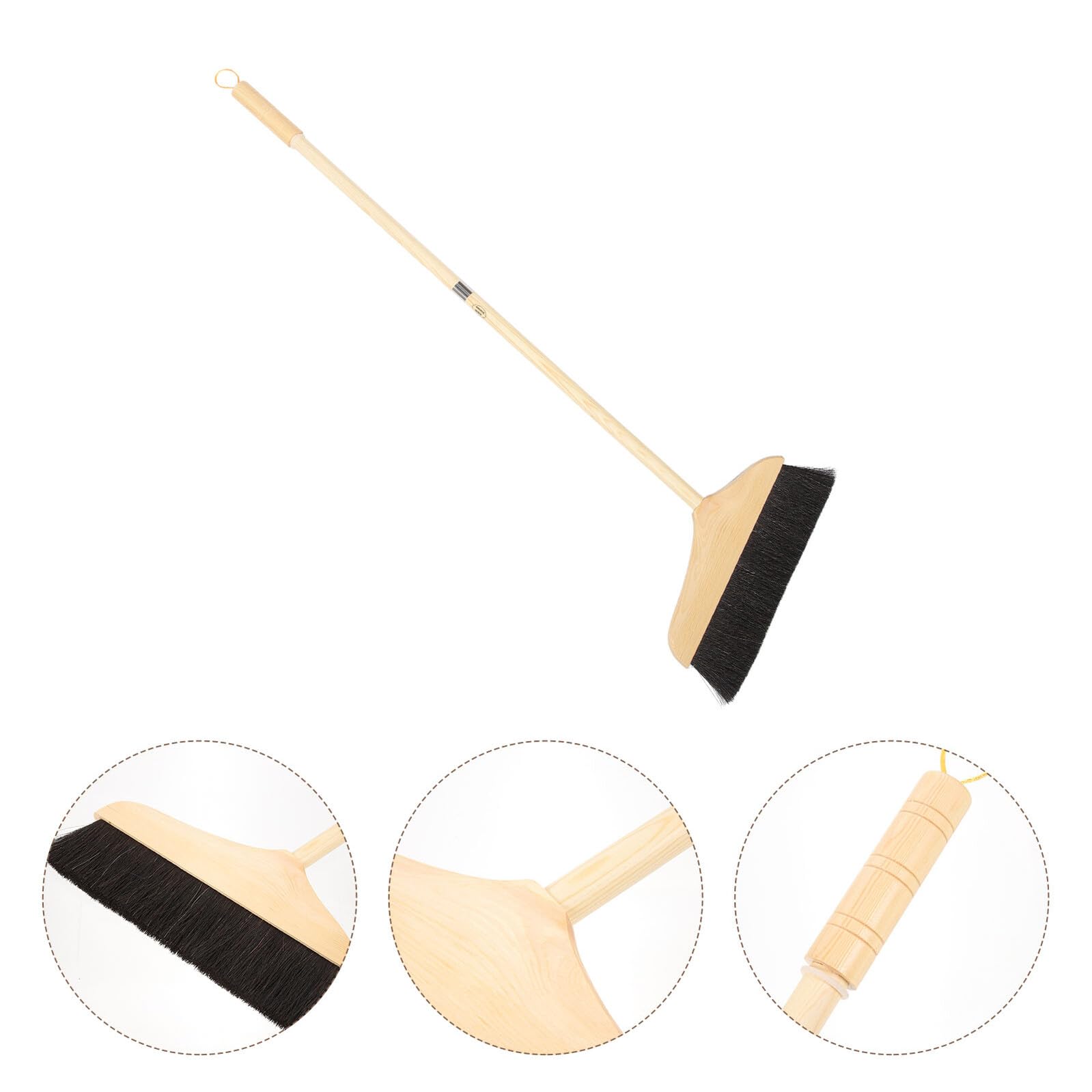 Toyvian Scopa Interni con Manico Lungo Ergonomico Crine di Cavallo Morbido in Pino Spazzolone Antistatico per Pavimenti in Legno Piastrelle e Strumento Versatile per Casa e Giardino