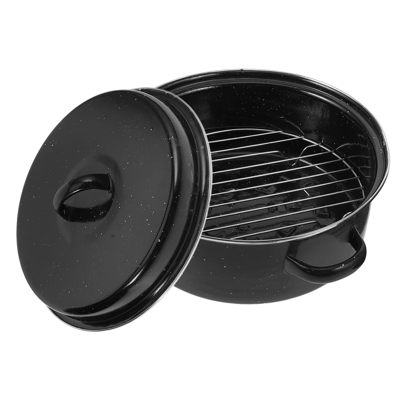 INOOMP Praktischer Emaillierter Bräter aus Eisen mit Deckel als Kartoffeltopf für Gasgrill und Schnellen Kochen von Grillgut und Süßkartoffeln