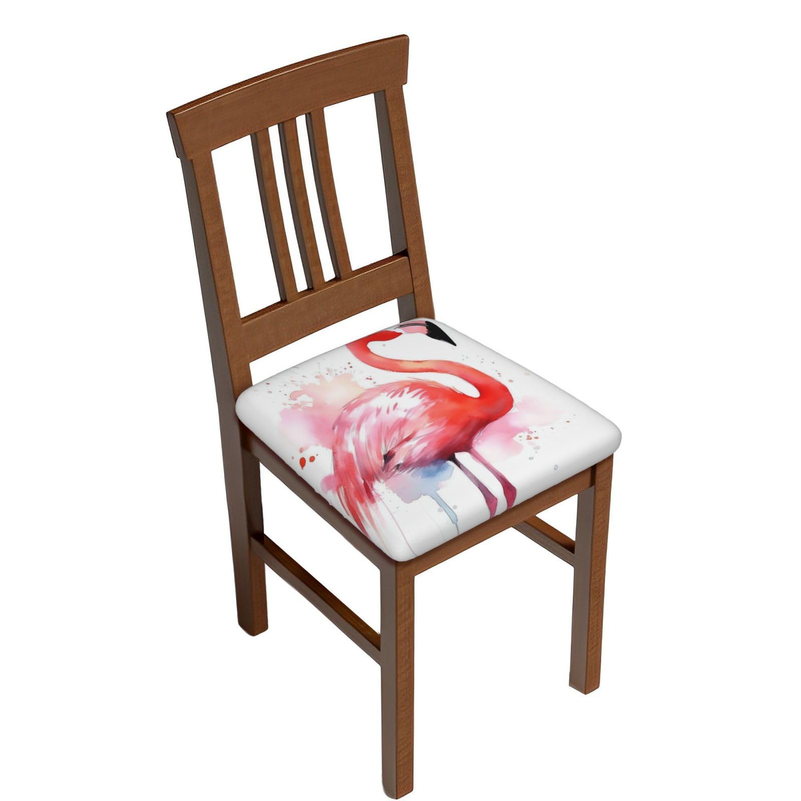 Housses tabouret de bar velours doux élastique motif flamant rose aquarelle