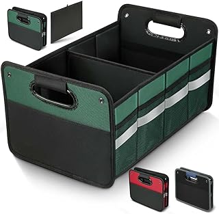 Car Trunk Organizer, Car Storage and Organizer Reinforced Handles, 50L Waterproof Polyester Car Accessories Organizer for Car, Suv, Sedan, Truck, Minivan Non Slip Bottom 50L (Medium, Green 50L)