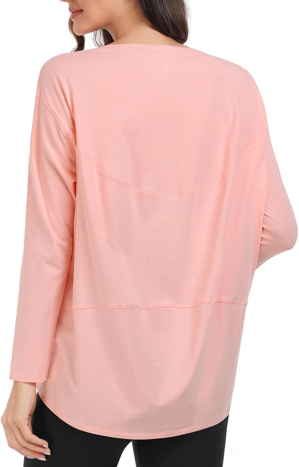 HeyNuts Women's Pima Cotton Long Sleeve Workout Shirts Boat Neck Athletic Loose Fit Soft Tops Fall Casual Shirts