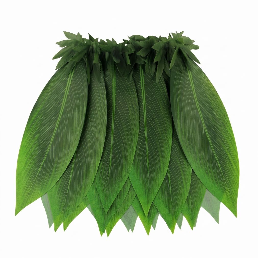 Striegro Grass Skirt, Hawaiian Grass Skirts for Adults, Elastic Waist Leaf Skirts with Tropical Flower Accents for Luau & Costume Parties, 29.53inch/70cm.