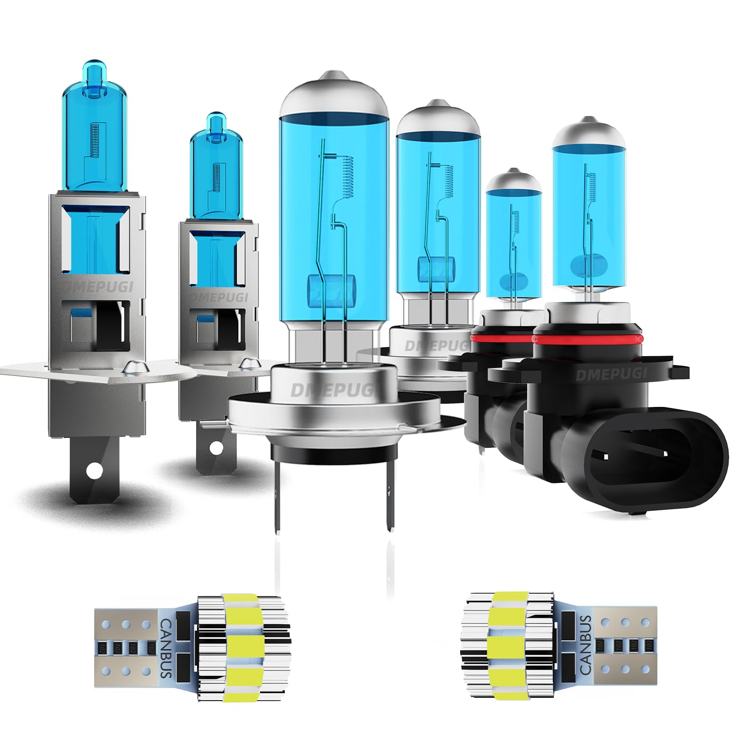 headlight bulbs Compatible With Sonata 2002-2005 Halogen lights,h1 High Beam+ h7/H8/H9 Low Beam+ 9006 Fog Lights Kits+ License Plate Lights,Plug N Play,Pack of 8