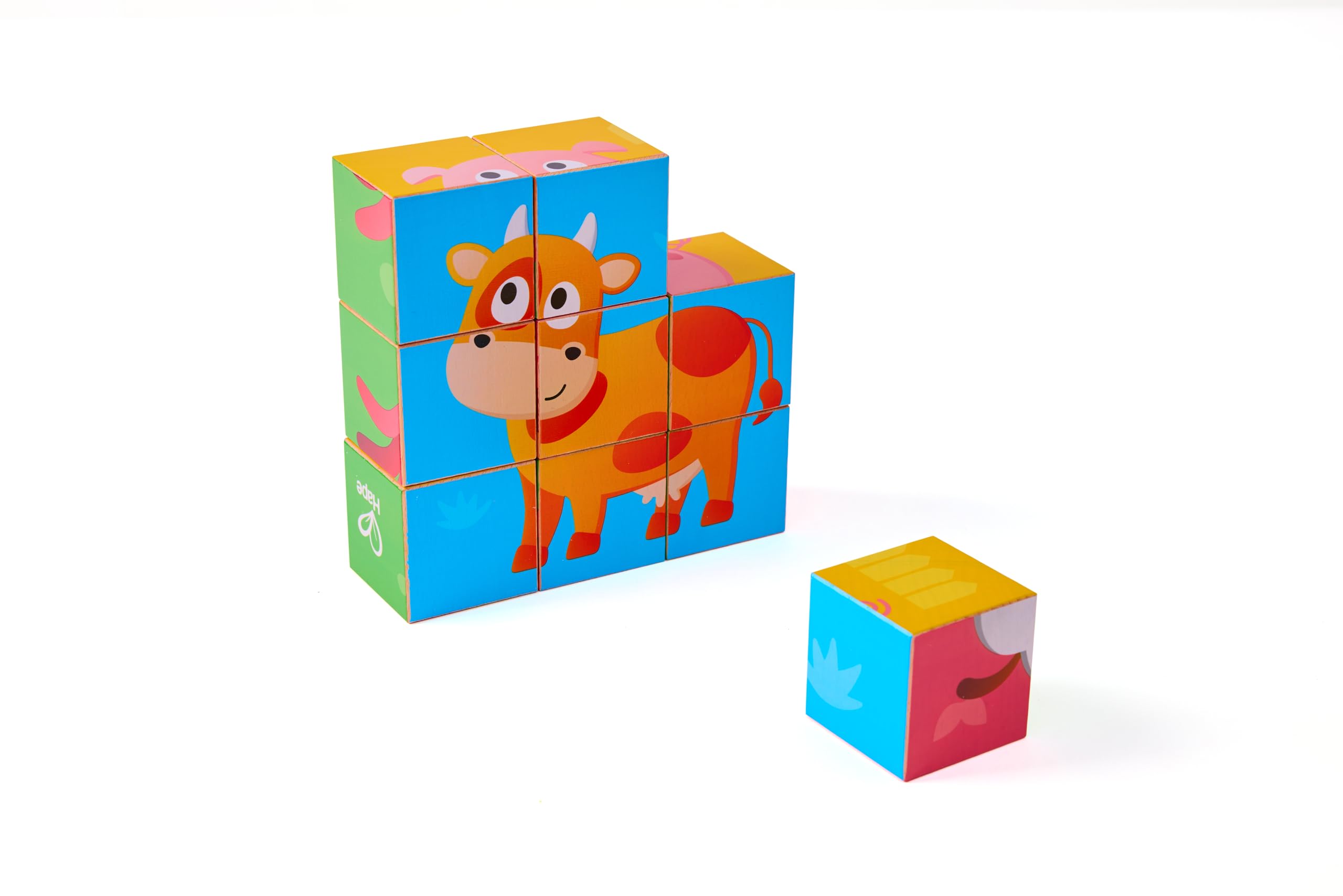 Hape E1618 Multi-Sided Farm Animal Wooden Block Puzzle, 40 x 40 cm