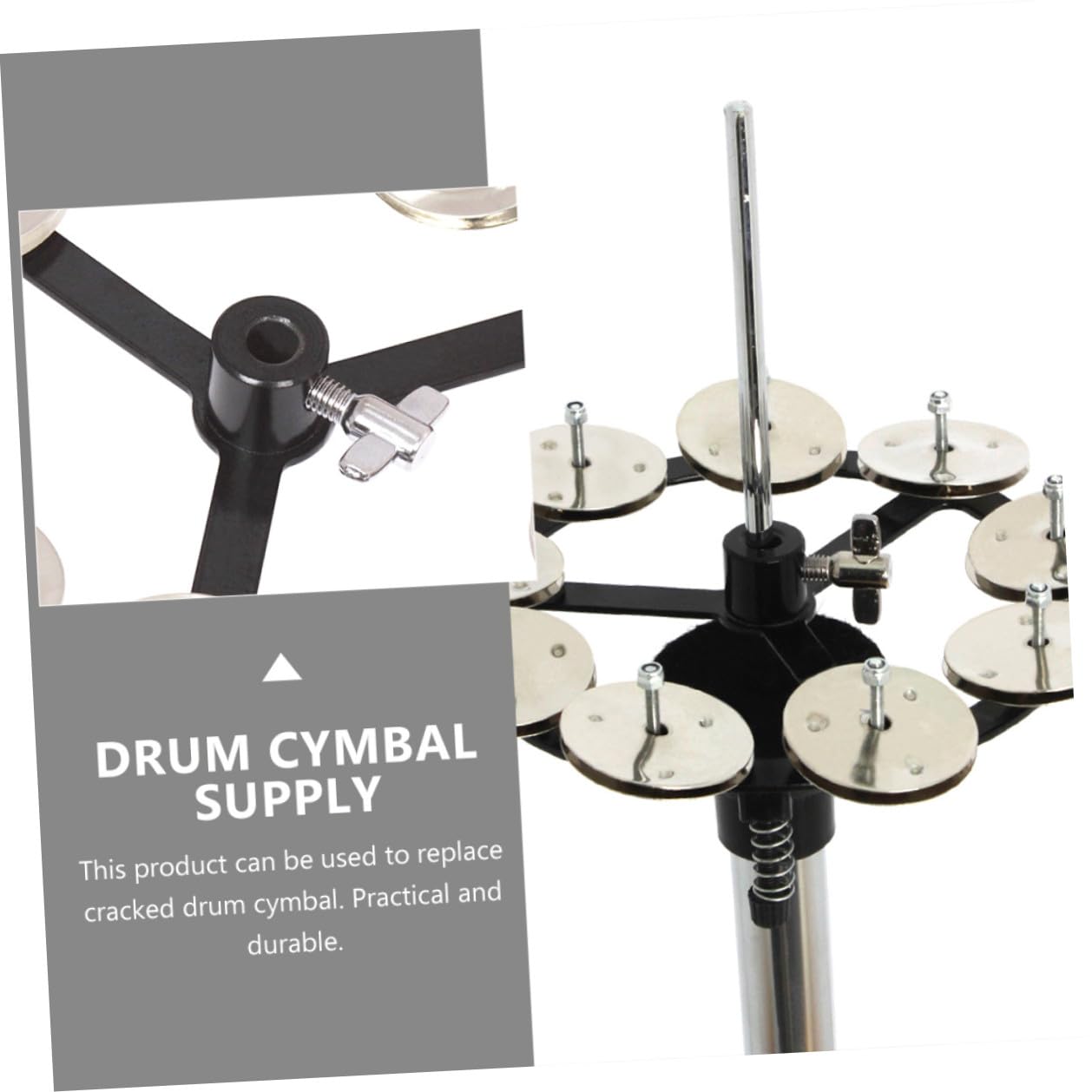SUPVOX Cloche de Cymbale Accessoire Compact et Robuste pour Batterie en Cuivre Argenté Frappable et Piétinable pour Batteurs Débutants