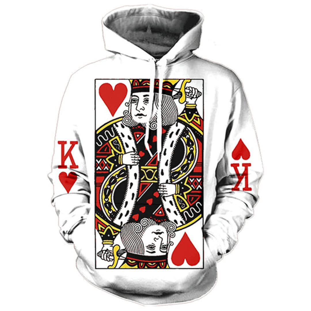 Men's Hoodie 3D Ghic Print Poker King Sweatshirt Hip Hop Style Hooded Sportswear Pullover