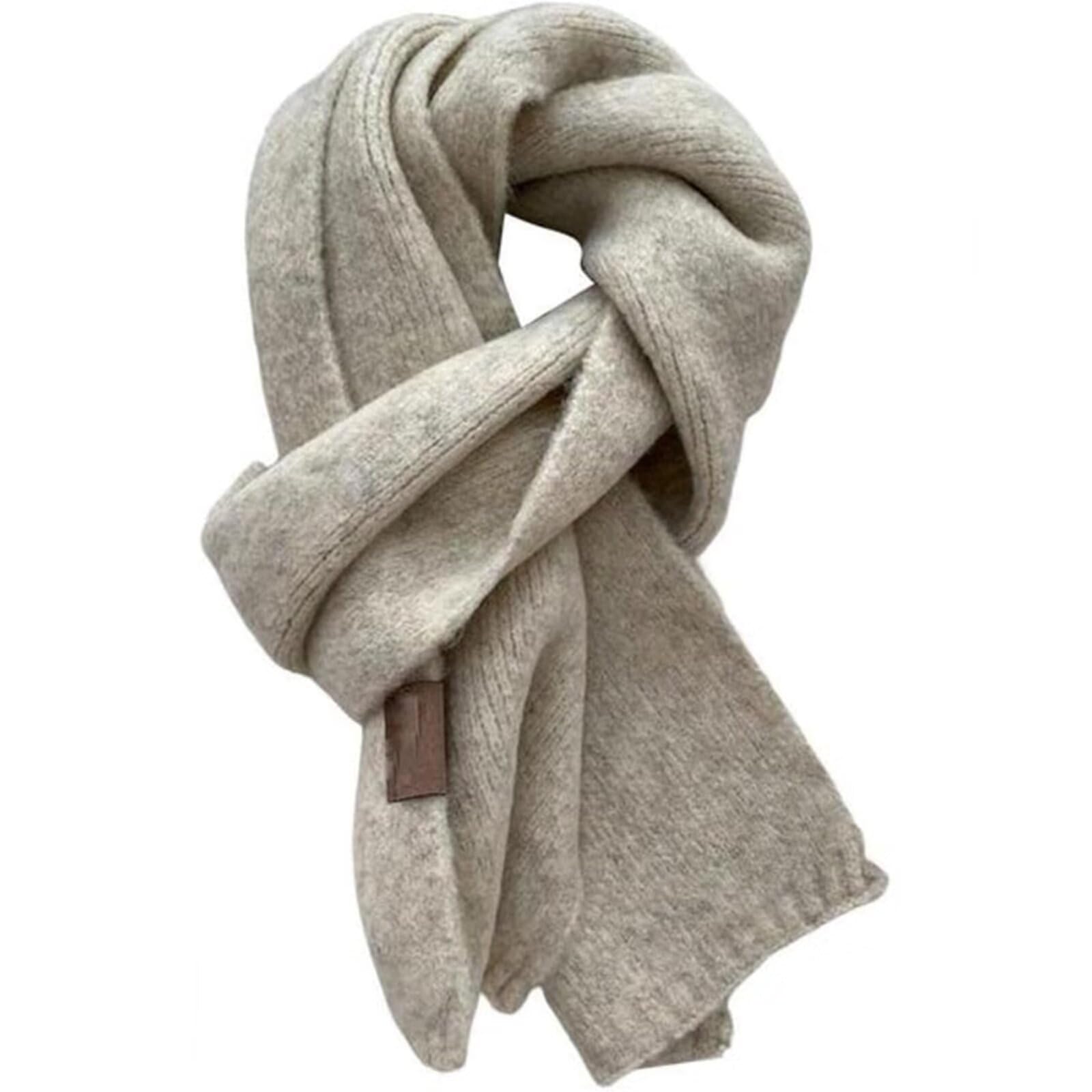 Fashion Solid Warm Cashmere Scarf for Women Winter Design Knitted Neckercheif Thick Woolen Yarn Shawl Neck Wrap