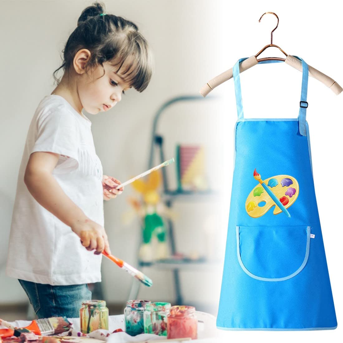 Tablier Enfant Avec Poches - Tablier Peinture Réglable Pour Garçons Et Filles