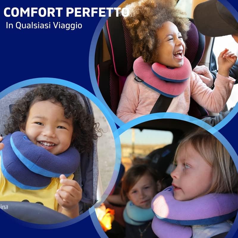 Miniatura 5 de BCOZZY Paquete de almohadas incluye 2 almohadas de cuello de viaje, con doble soporte para un sueño cómodo en el avión. Tamaño mediano, en azul