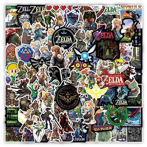 100Pcs Cartoon Cool Game The Legend of Zelda Stickers Pack | Vinyl Aesthetics Stickers for Scrapbook Journaling Laptop Bumper Skateboard Water Bottles Computer Phone Cartoon Hard hat Car Sticker