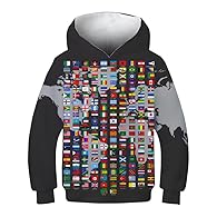 DESIGN FEATURE: Vibrant world flags pattern printed in 3D technique across the entire hoodie surface for eye-catching appeal AGE RANGE: Specially sized for youth between 6-14 years, perfect for school-aged children and young teenagers COMFORT FIT: Lo...