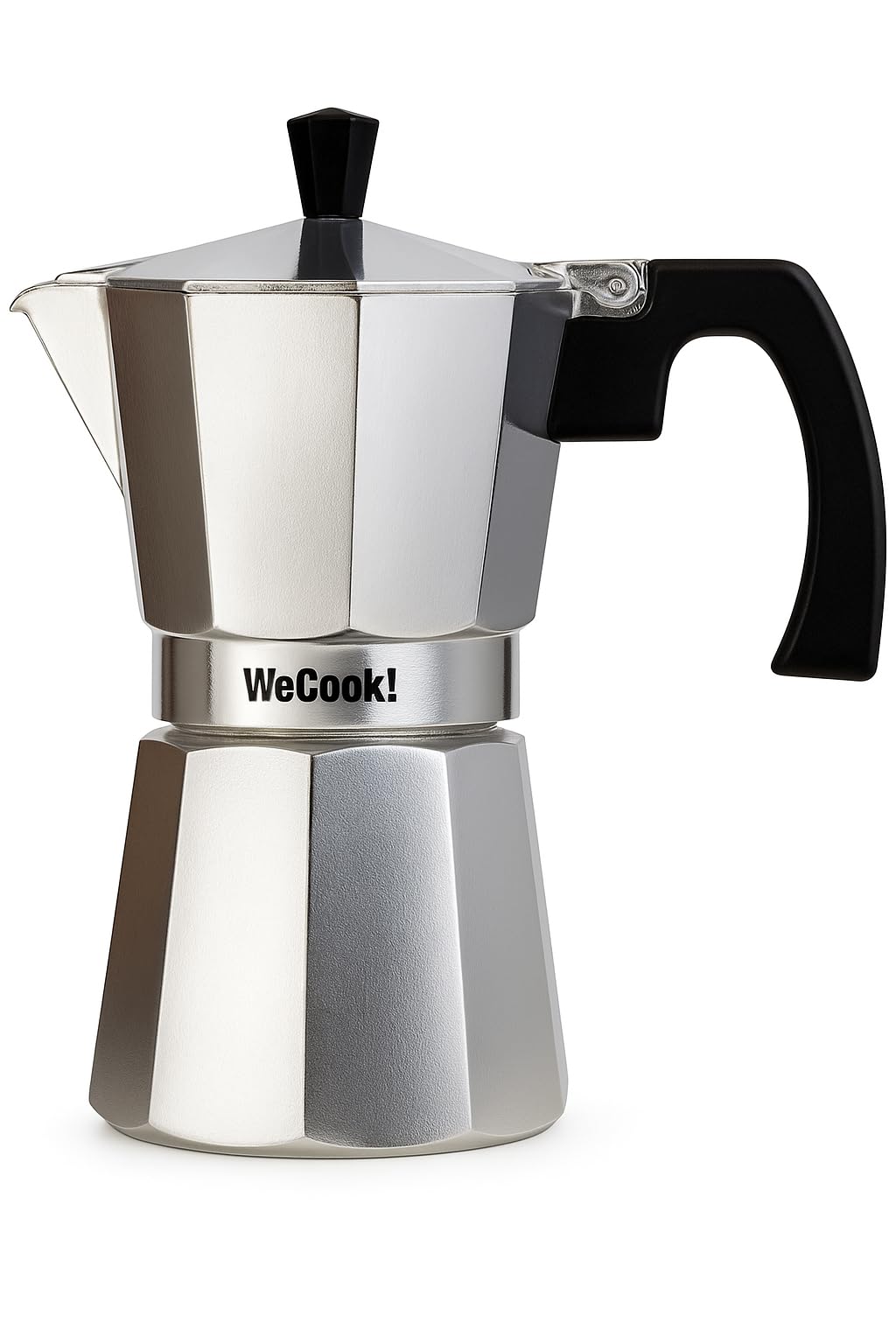 WECOOK! Paola Cafetera Italiana de Aluminio, Express, 6 Taza Café, Junta de Cierre de Silicona, Válvula de Seguridad, Vitrocerámica, Gas, Eléctrica