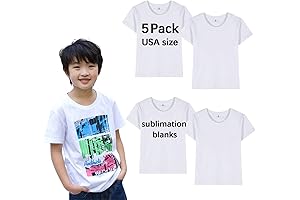 5 Pack White Sublimation Shirts for Kids