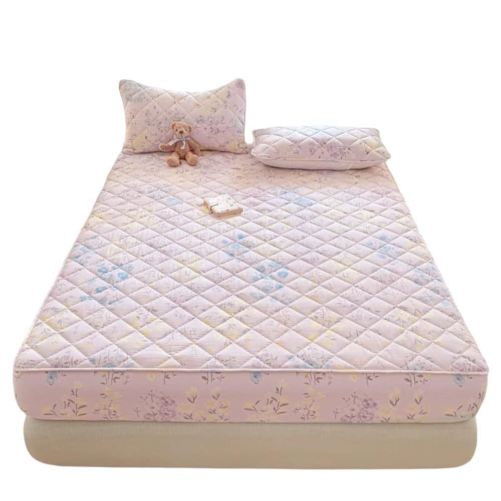 Coprimaterasso Impermeabile, copriletto Matrimoniale (Queen Size) Traspirante e Silenzioso con Angoli Profondi da 6 a 11 Pollici, Lenzuolo con Angoli Morbido Lavabile in Lavatrice (Rosa, 90