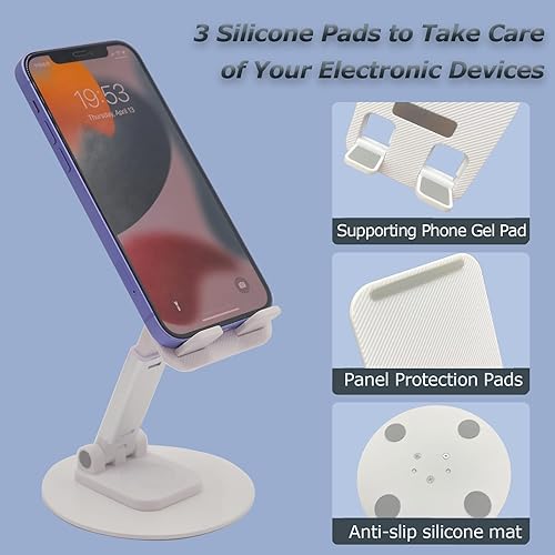 Miniatura 2 de Soporte de teléfono celular para fording de escritorio, soporte de tableta ajustable en altura en ángulo para trabajo de oficina compatible con iPad