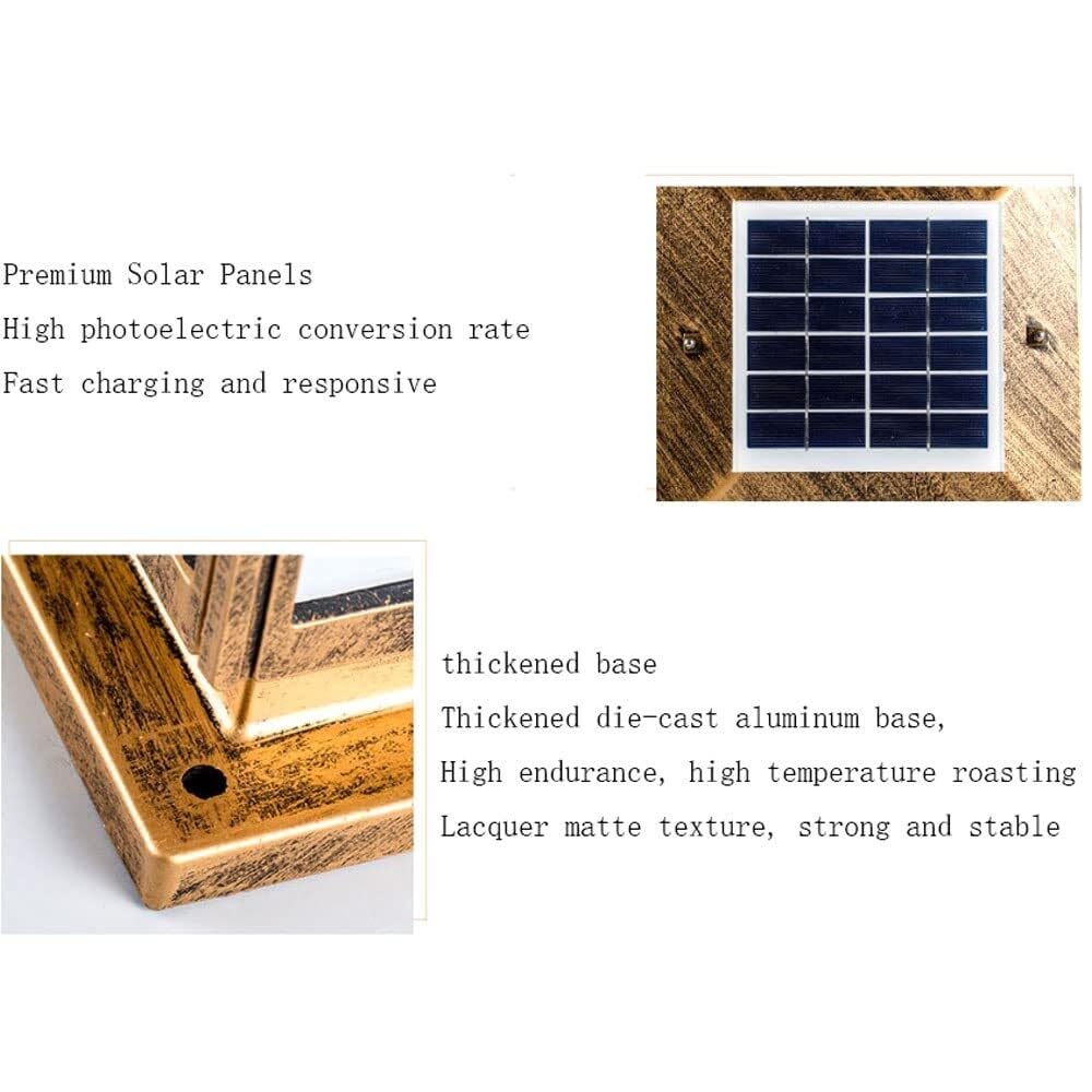 Odlewana ciśnieniowo aluminiowa lampa solarna LED IP45, lampa na słupek ogrodzeniowy, zewnętrzna dekoracja krajobrazu, lampa solarna na słupek, do willi na świeżym powiet(One Color-15.7in)