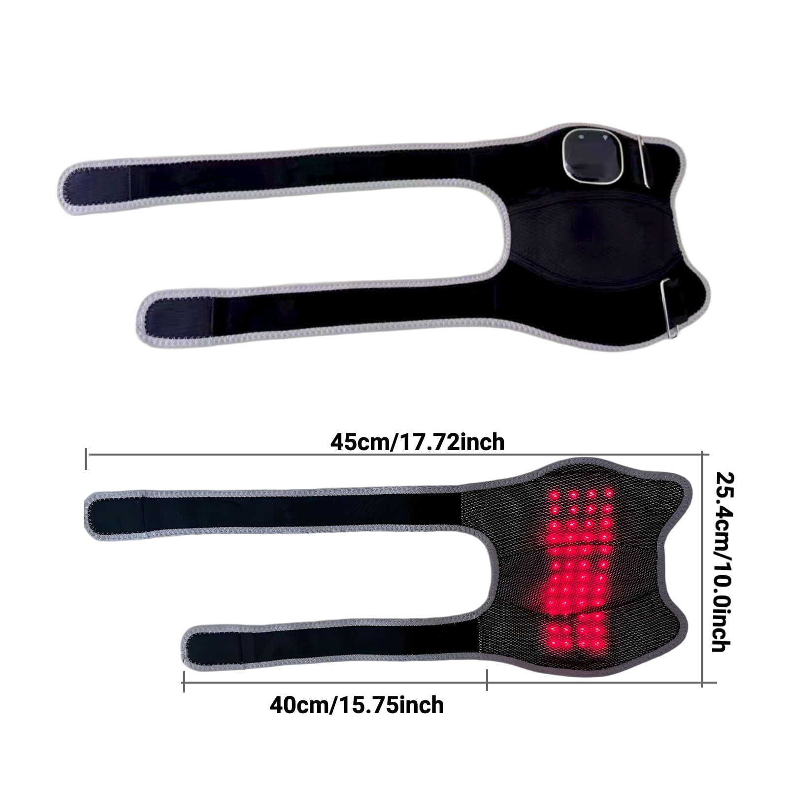 Genouillère de luminothérapie rouge chauffante et massante - 96 LED (660 nm et 850 nm), 6 modes d'éclairage et 5 modes de massage, rechargeable, sangle réglable pour soulager les douleurs du genou