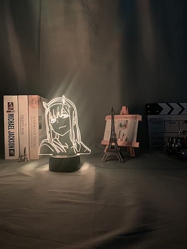 Miniatura 2 de GBUSCH Lámpara de anime 3D de Zero Two Figure de luz nocturna para niños y niñas dormitorio manga de regalo lámpara de luz nocturna Darling in The