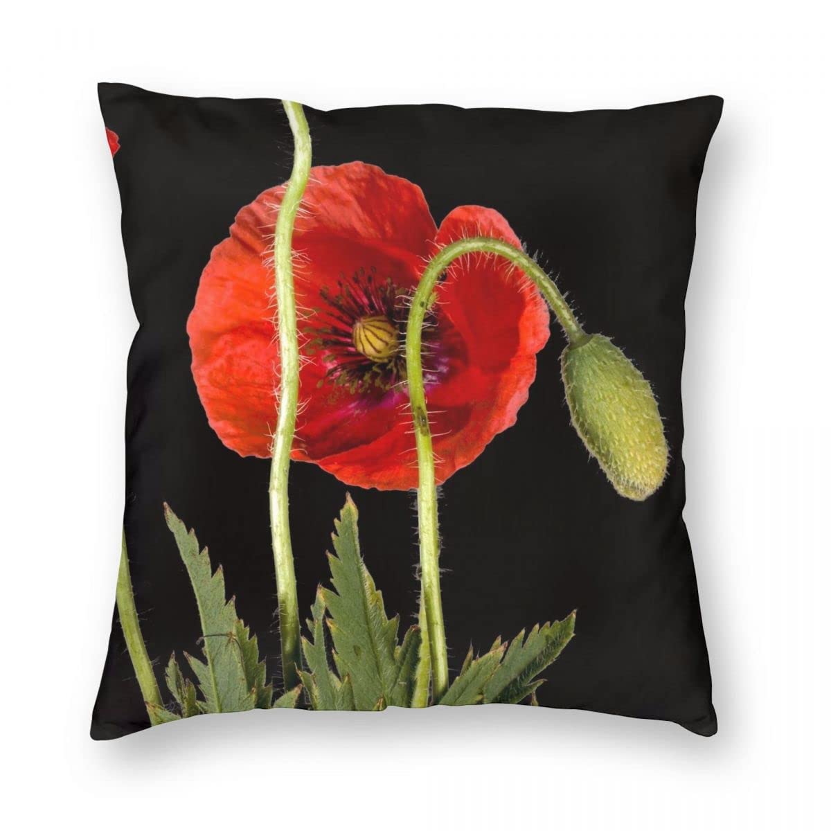 Funda de Almohada Cuadrada roja Vibrante Poliéster Lino Terciopelo Cremallera Creativa Decoración Funda de Almohada Sofá Asiento Funda de cojín Al por Mayor-como se Muestra, 66x66cm Terciopelo