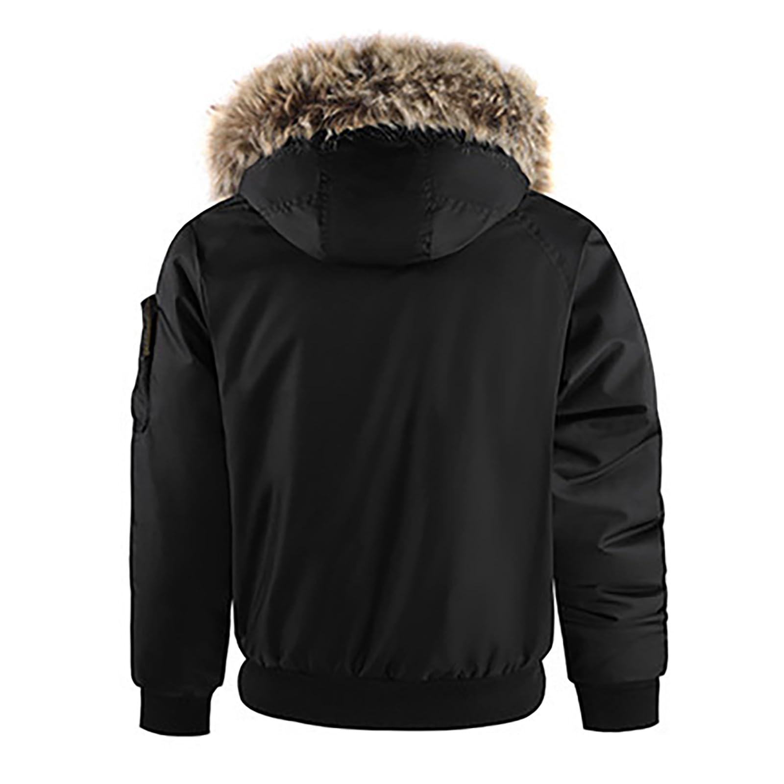 Chaqueta bomber de invierno para hombre con capucha de pelo, chaqueta de piloto forrada con bolsillos con cremallera, chaqueta cálida Parker chaqueta acolchada de invierno gruesa chaqueta de