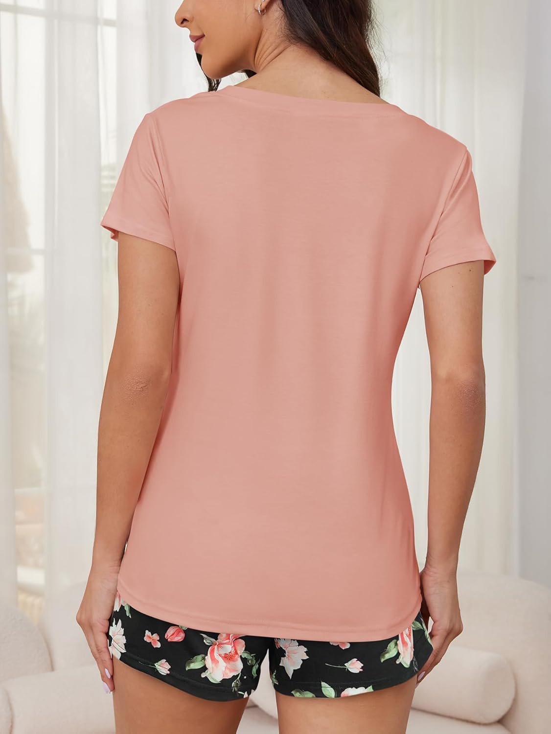 VENTELAN 2 Pack Womens Pajama Sets Short Sleeve Tops with Shorts Comfy Pjs Casual Lounge Sleepwear Sets S-2XL - Image 4