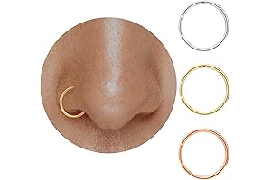 14K Gold Nose Ring, 22g 7mm Nose Hoop for Women