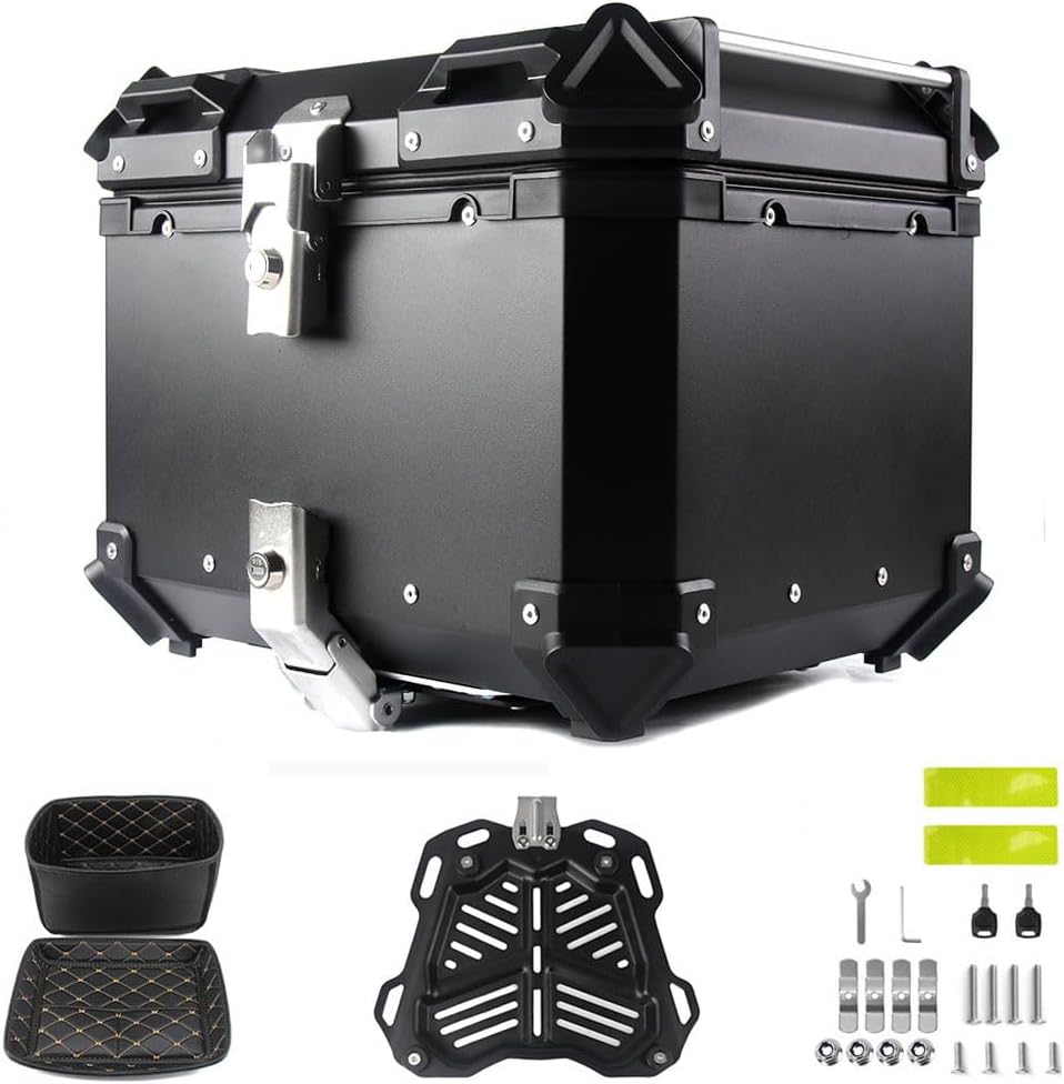 Bauletto Per Moto Impermeabile, Baule Per Moto In Lega Di Alluminio Rigida Con Serratura Di Sicurezza, Custodia Universale Per Portaoggetti Per Accessori Moto 28L 45L 55L 65L 100L ( Color