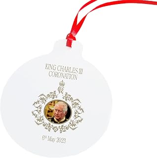 Hm King Charles Iii Coronation Celebratation Decoration | Bookmark Card Cushion Ornament Mug Coaster Tote Bag | 6th May 2023 God Save the King | Gift for Her Him Royal Family Keepsake (Ornament)