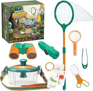 Why2Wise Bug Catcher kit for Kids - Outdoor Explorer Kit with Insect Box,Binoculars, Magnifying Glass, Net, Tweezers, Clam...