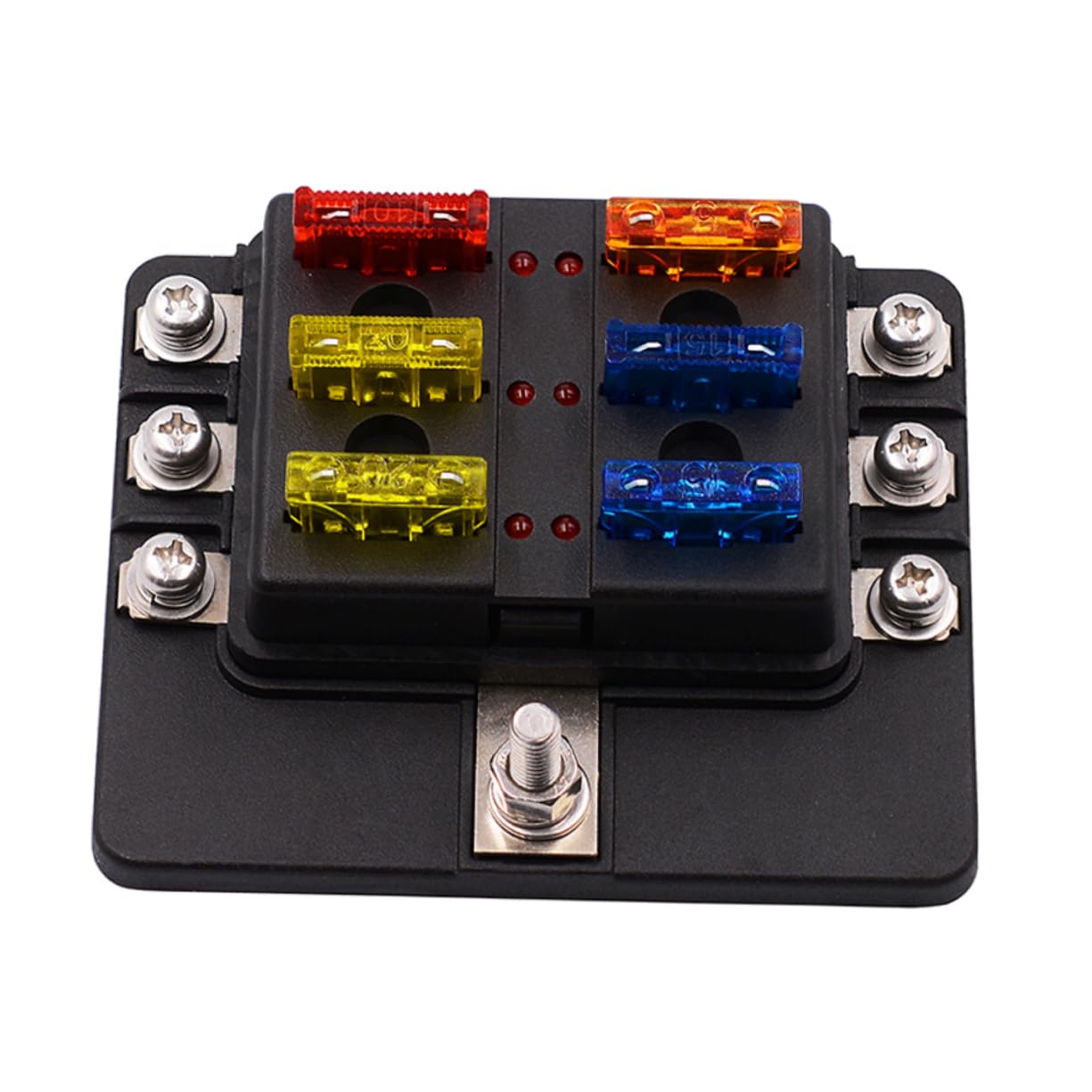 2 Piezas 6 Fusible de Coche Color Fusible de Audio del Coche fusibles automáticos fusibles de Coche Ruido Positivo de la batería Tornillo Caja de fusibles portafusibles