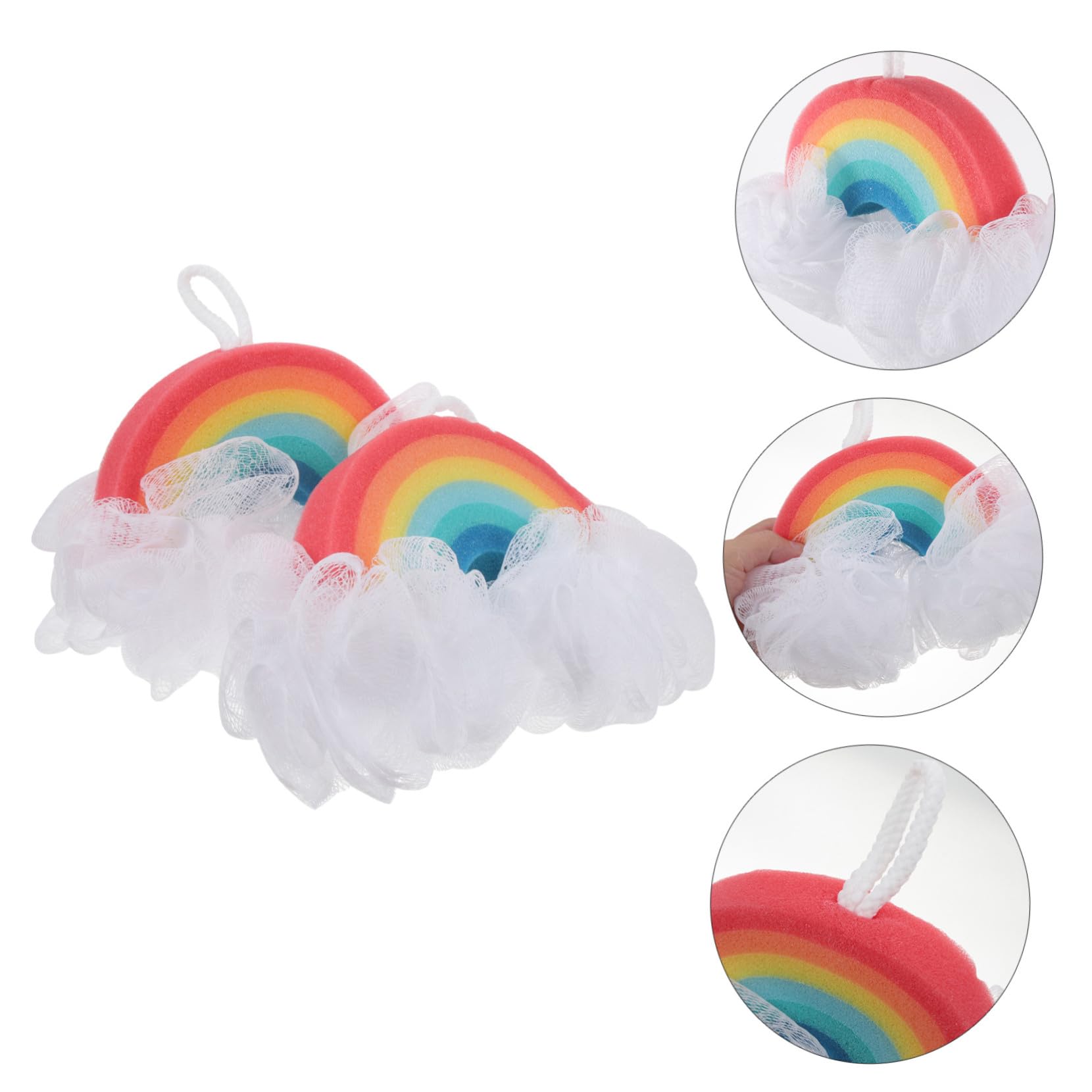 iplusmile Esponjas de Baño para Niños en Forma de Arcoíris 2 Piezas Esponjas Suaves para Ducha y Exfoliación Ideales para Piel Sensible y Uso Diario