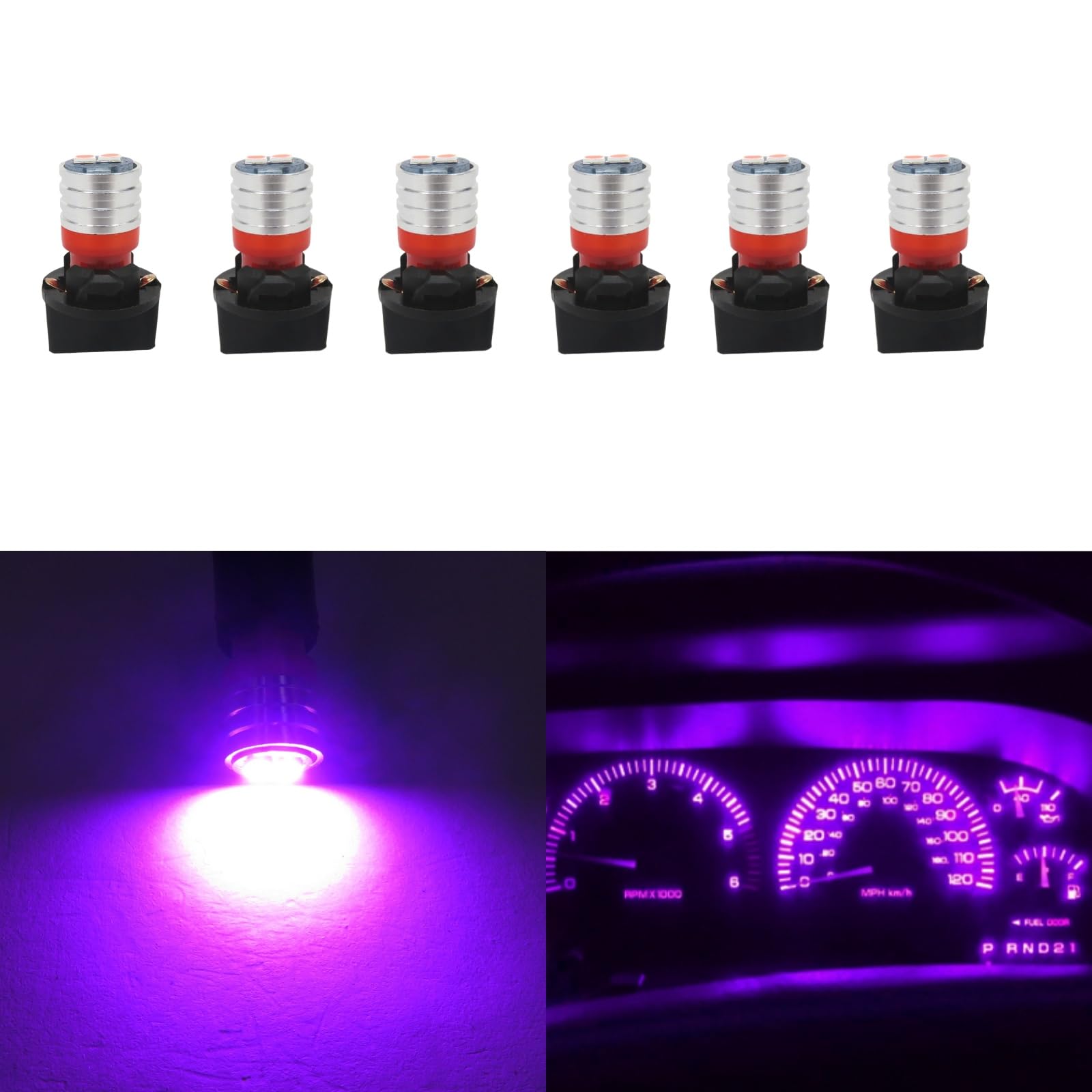 WLJH Pc195 Pc194 Pc168 Instrument Cluster Led Bulbs Lights T10 194 Bulb Twist Locks Socket Base Dash Light Dashboard Panel Gauge Led Super Nice Bright Pink (Pink Purple,Pack of 6)