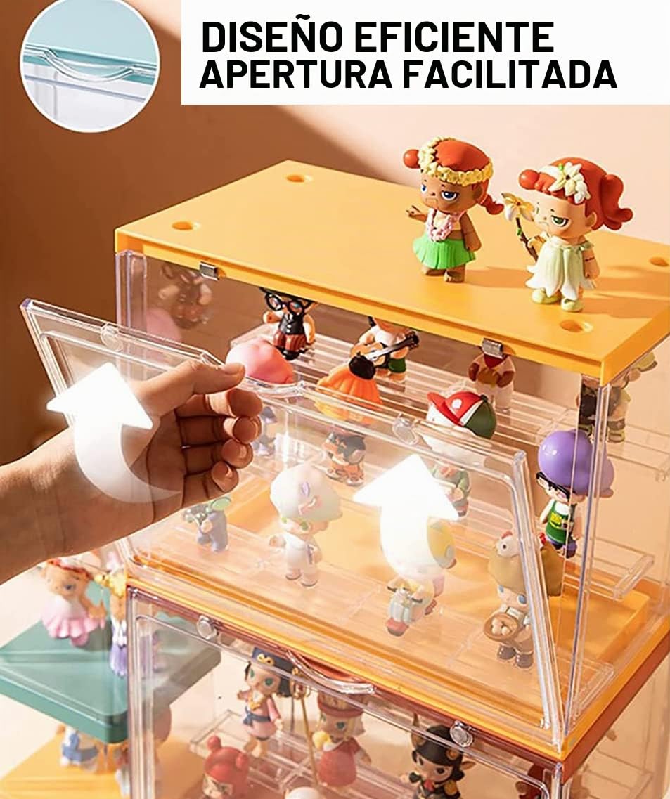S.I.C Vitrina de acrílico Transparente; Multi Paso para colección Lego, figuritas, Modelos; Caja de exhibición de Gadgets, Organizador Coleccionable de Figuras de acción; (2, Blanco)