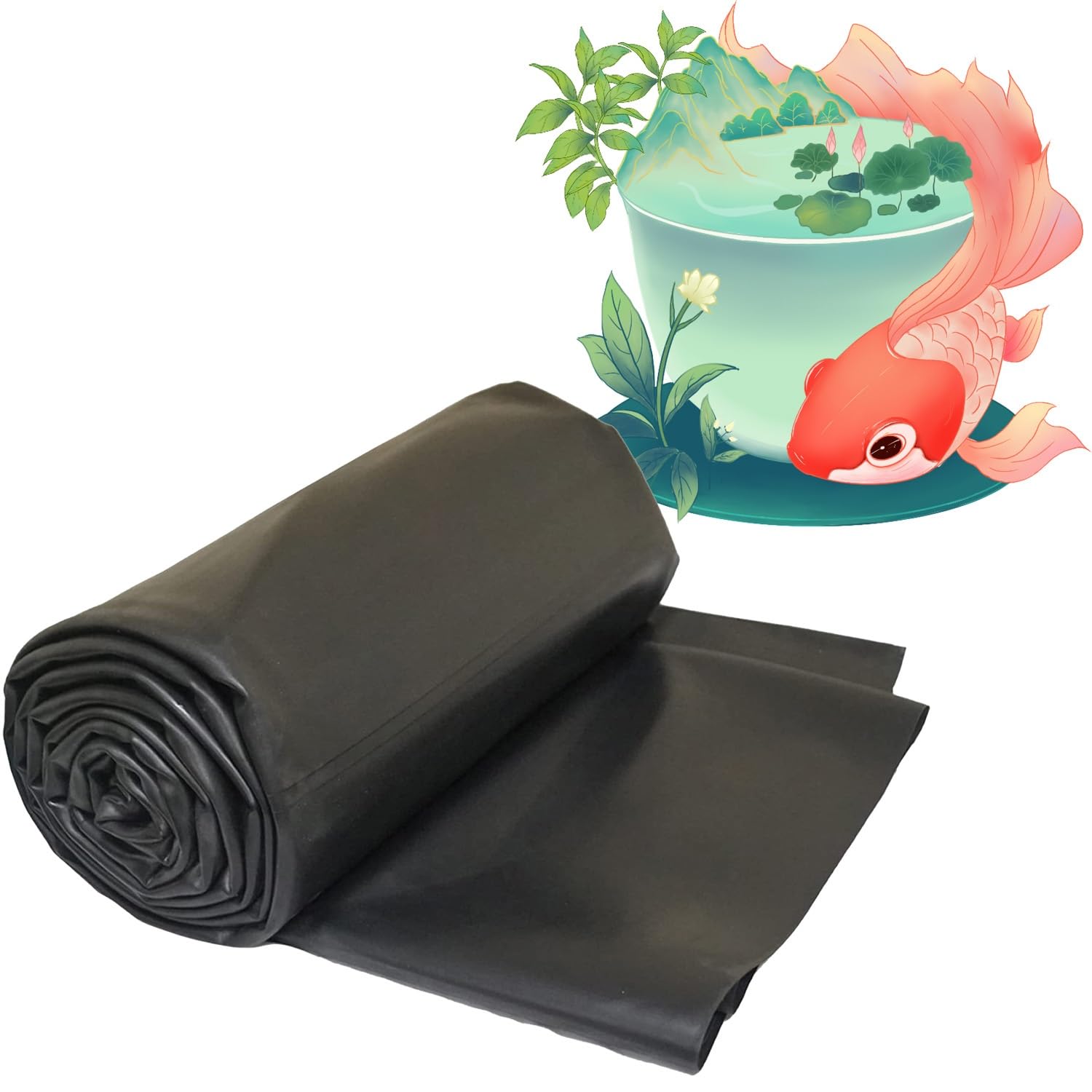 Telo per Laghetto Nero HDPE 2.5x7m Rivestimento per Laghetto Resistente Fodera Laghetto Flessibile per Piscina Giardino Fontane Giardini Acquatici E Cascate(Misurare:6x10m/20x33ft)