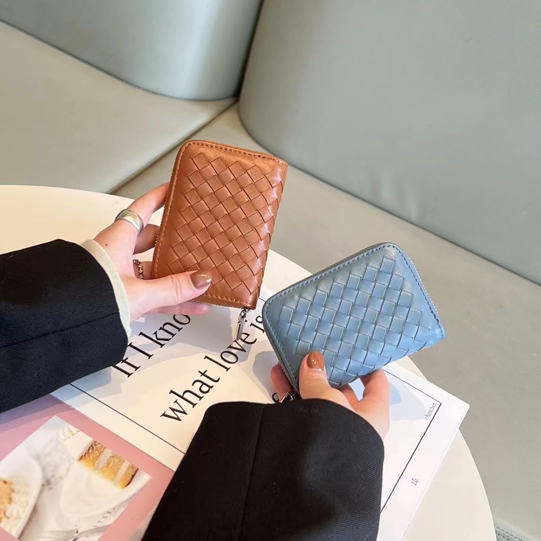 NGWHMAT かわいい財布 PU レザー財布 ミニ財布 ヴィンテージブラック財布 女性用 小さな財布 美的財布 (ブルー、S)