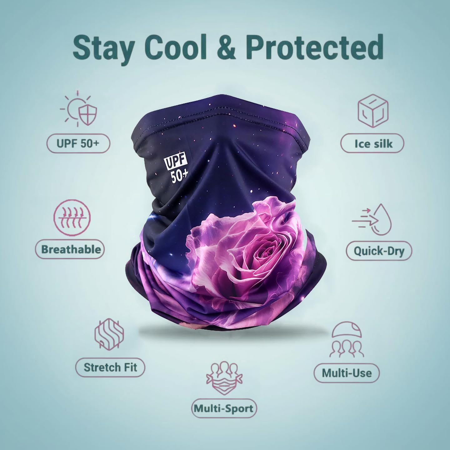 Cooling Neck Gaiter, UPF 50+ UV Protection Face Cover image 2