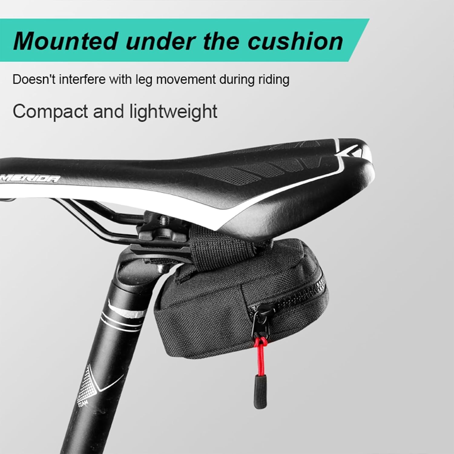 WOLFILIST Borsa da sella compatta per bicicletta, si adatta sotto il sedile della bici per riporla facilmente, borsa da sella per bici da strada e bicicletta, durevole e resistente all'acqua