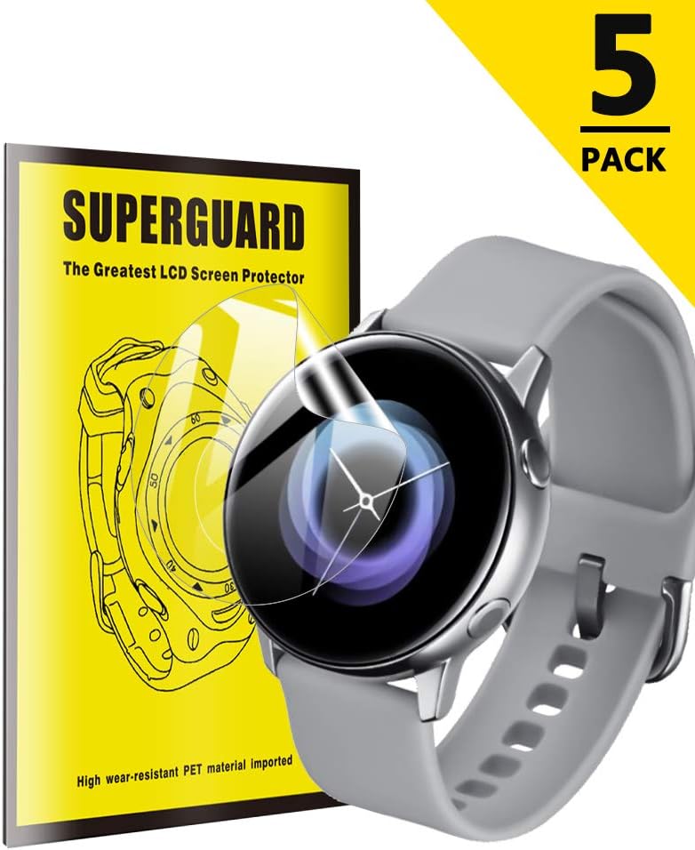 TopACE for Samsung Galaxy Watch Active 40mm Screen Protector, [5 Pack] Full Coverage Soft Skin Flexible PET Film Compatible for Samsung Galaxy Watch Active 40mm (Clear)